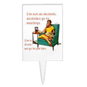 SlipperyJoe socializing drinking party vintage wom Cake Topper