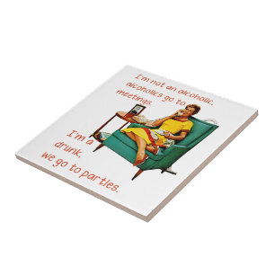 SlipperyJoe socializing drinking party vintage wom Ceramic Tile