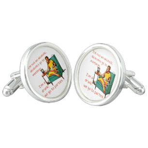 SlipperyJoe socializing drinking party vintage wom Cufflinks