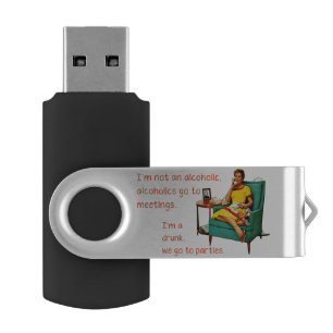 SlipperyJoe socializing drinking party vintage wom Flash Drive