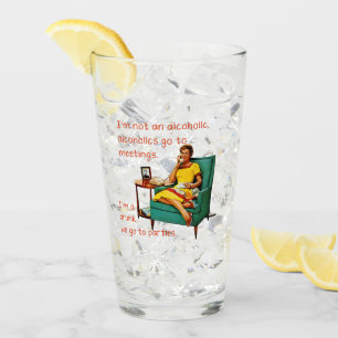 SlipperyJoe socializing drinking party vintage wom Glass