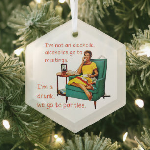 SlipperyJoe socializing drinking party vintage wom Glass Ornament
