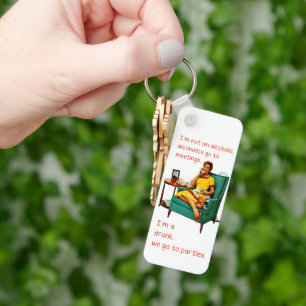 SlipperyJoe socializing drinking party vintage wom Keychain