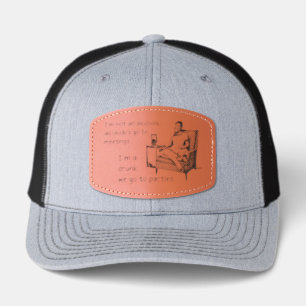 SlipperyJoe socializing drinking party vintage wom Leather Patch Hat