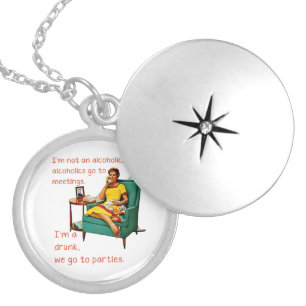 SlipperyJoe socializing drinking party vintage wom Locket Necklace