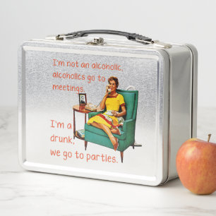 SlipperyJoe socializing drinking party vintage wom Metal Lunch Box