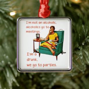 SlipperyJoe socializing drinking party vintage wom Metal Ornament