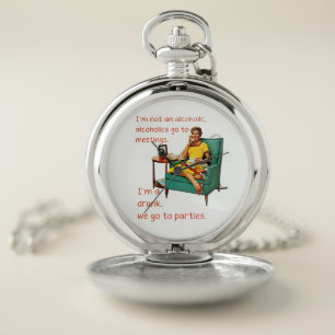 SlipperyJoe socializing drinking party vintage wom Pocket Watch