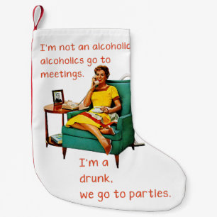 SlipperyJoe socializing drinking party vintage wom Small Christmas Stocking