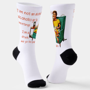 SlipperyJoe socializing drinking party vintage wom Socks