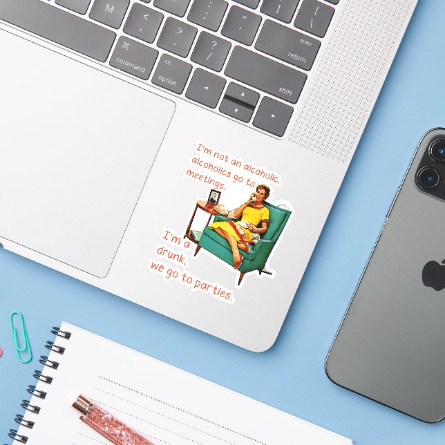 SlipperyJoe socializing drinking party vintage wom Sticker (Laptop w/ iPhone)