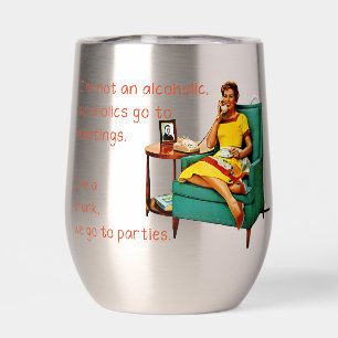SlipperyJoe socializing drinking party vintage wom Thermal Wine Tumbler