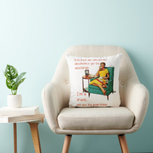 SlipperyJoe socializing drinking party vintage wom Throw Pillow