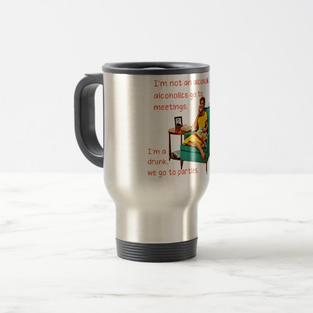 SlipperyJoe socializing drinking party vintage wom Travel Mug (Front Left)