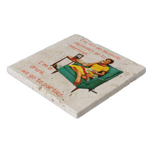 SlipperyJoe socializing drinking party vintage wom Trivet