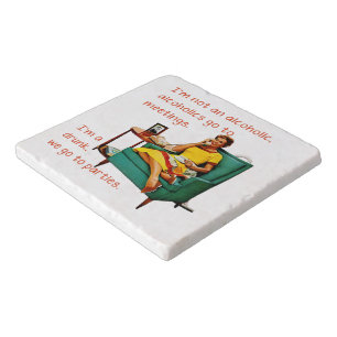 SlipperyJoe socializing drinking party vintage wom Trivet