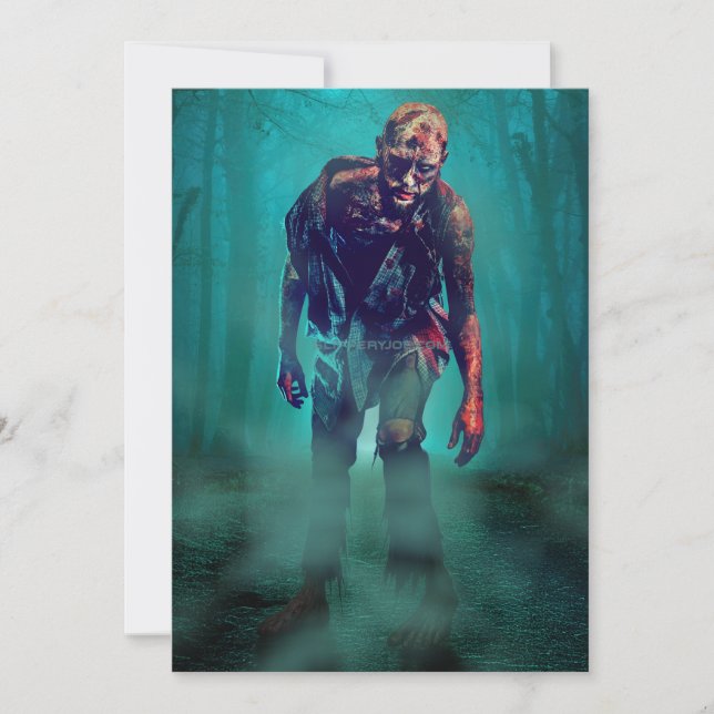 SlipperyJoe terrifying zombie figure isolated omin Holiday Card (Front)