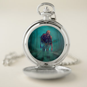 SlipperyJoe terrifying zombie figure isolated omin Pocket Watch