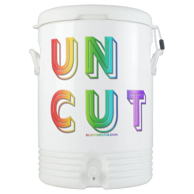 SlipperyJoe uncut vibrant lively neon rainbow ener Beverage Cooler (Front)