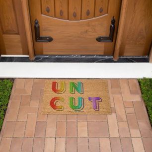 SlipperyJoe uncut vibrant lively neon rainbow ener Fiber Doormat