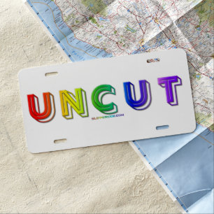 SlipperyJoe uncut vibrant lively neon rainbow ener License Plate