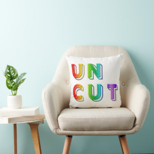 SlipperyJoe uncut vibrant lively neon rainbow ener Throw Pillow