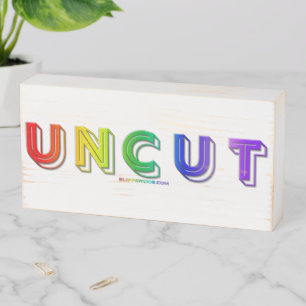 SlipperyJoe uncut vibrant lively neon rainbow ener Wooden Box Sign