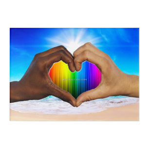 SlipperyJoe vivid rainbow gradient heart interraci Acrylic Print