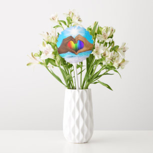 SlipperyJoe vivid rainbow gradient heart interraci Balloon