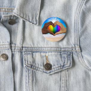 SlipperyJoe vivid rainbow gradient heart interraci Button