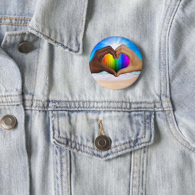 SlipperyJoe vivid rainbow gradient heart interraci Button (In Situ)