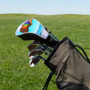 SlipperyJoe vivid rainbow gradient heart interraci Golf Head Cover