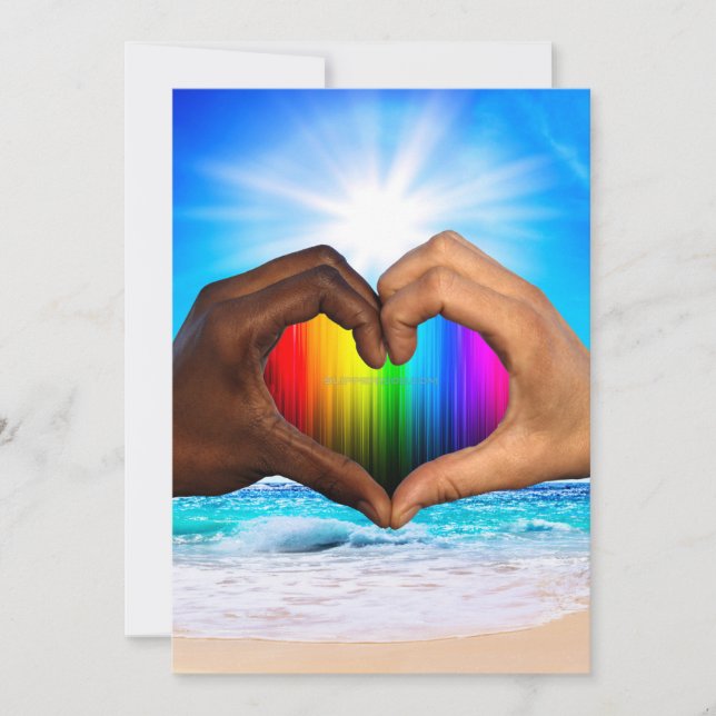 SlipperyJoe vivid rainbow gradient heart interraci Holiday Card (Front)