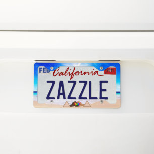 SlipperyJoe vivid rainbow gradient heart interraci License Plate Frame