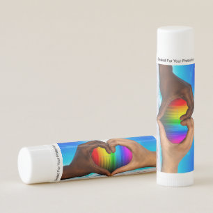 SlipperyJoe vivid rainbow gradient heart interraci Lip Balm