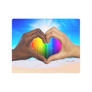 SlipperyJoe vivid rainbow gradient heart interraci Metal Print