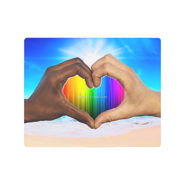 SlipperyJoe vivid rainbow gradient heart interraci Metal Print (Front)