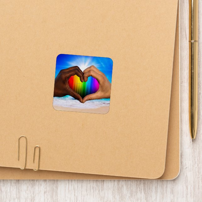 SlipperyJoe vivid rainbow gradient heart interraci Patch (On Folder)