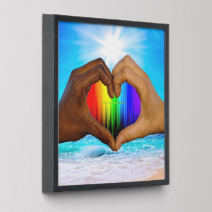 SlipperyJoe vivid rainbow gradient heart interraci Peel And Stick Photo Tile