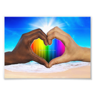 SlipperyJoe vivid rainbow gradient heart interraci Photo Print