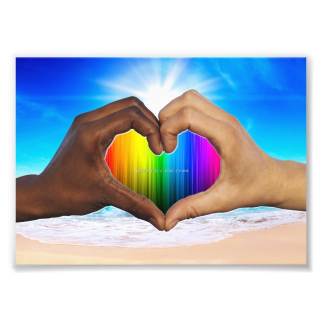 SlipperyJoe vivid rainbow gradient heart interraci Photo Print (Front)