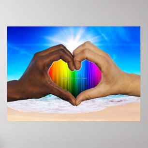SlipperyJoe vivid rainbow gradient heart interraci Poster