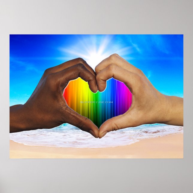 SlipperyJoe vivid rainbow gradient heart interraci Poster (Front)
