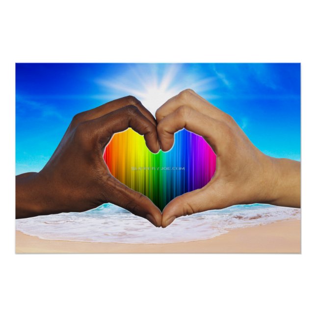 SlipperyJoe vivid rainbow gradient heart interraci Poster (Front)