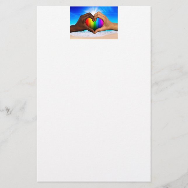 SlipperyJoe vivid rainbow gradient heart interraci Stationery (Front)