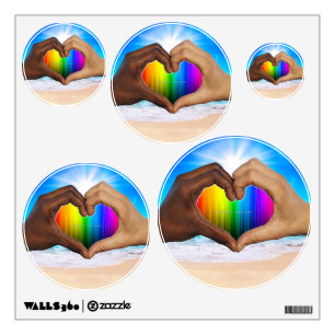 SlipperyJoe vivid rainbow gradient heart interraci Wall Decal