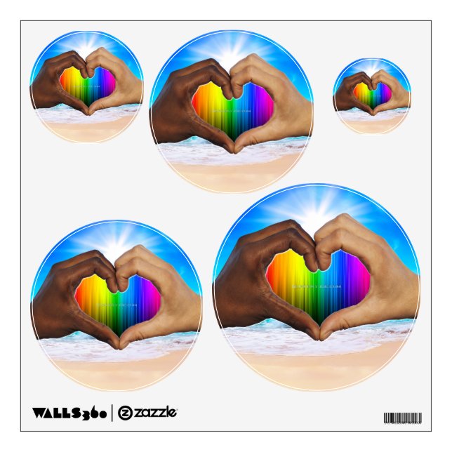 SlipperyJoe vivid rainbow gradient heart interraci Wall Decal (Front)
