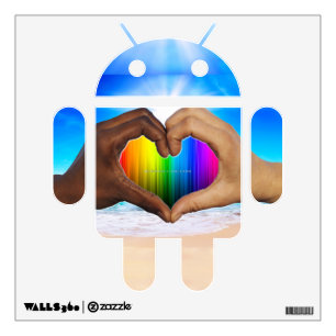 SlipperyJoe vivid rainbow gradient heart interraci Wall Decal