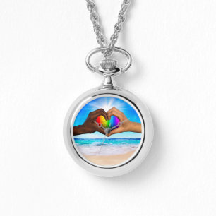 SlipperyJoe vivid rainbow gradient heart interraci Watch