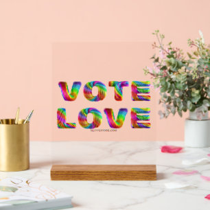 SlipperyJoe vote love equality rainbow-colored fur Acrylic Sign